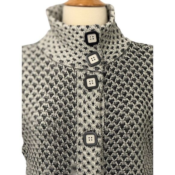 Habitat Clothes to Live In Knit Mock Neck Sweater Vest Buttons Size S Black Tan - Picture 2 of 9